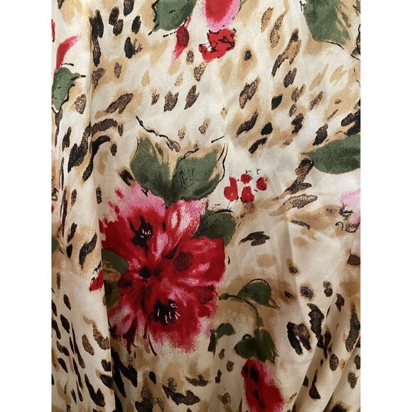 Vintage Secret Treasures Satin Robe 3XL Rose and Leopard Print Lace Trim - Picture 7 of 8